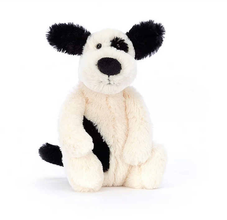 Jellycat Small Bashful Black & Cream Puppy