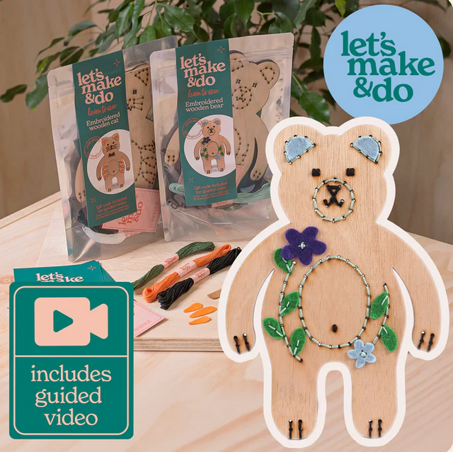 Beginner Embroidered Wooden Bear